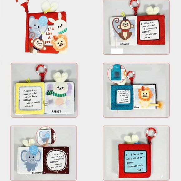 Tummy time crinkle book, sensory books for babies, story time books for learning - Picture 3 of 7